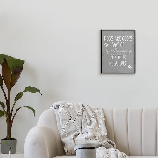 Stupell Industries Dogs are God's Way Pawprint Wall Art with Black Frame